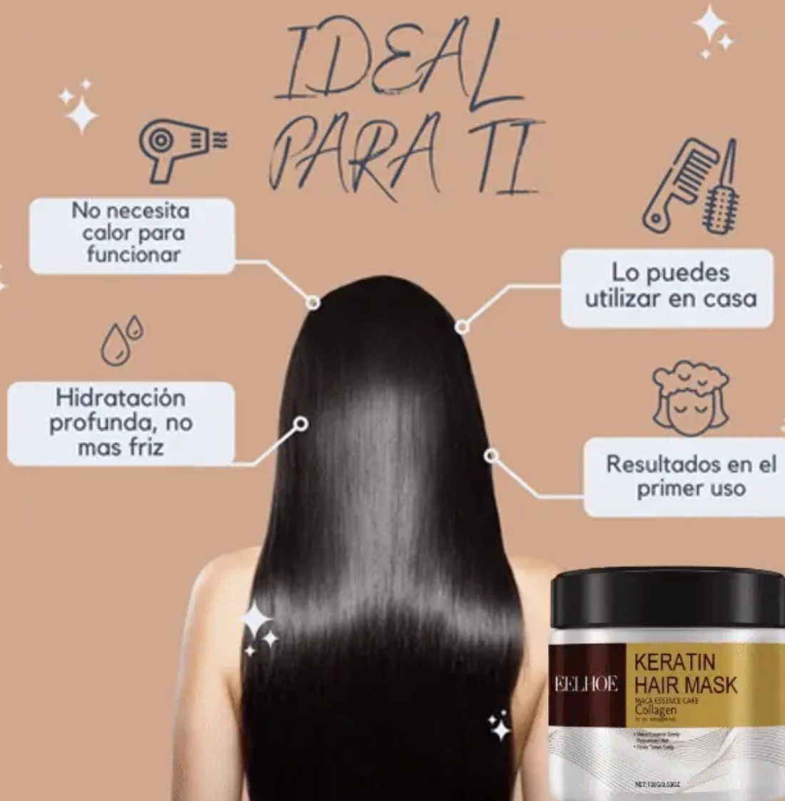 Mascarilla Capilar EELHOE con Queratina & Colágeno